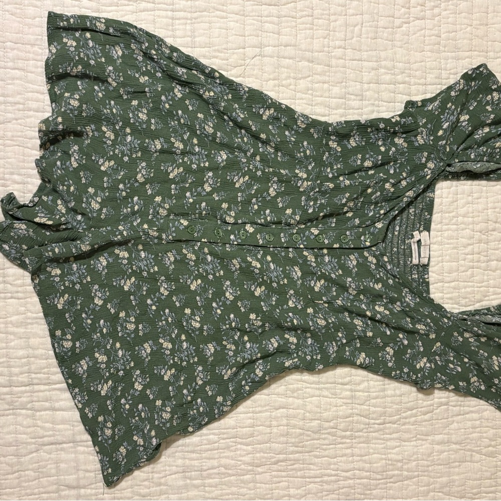Urban Outfitters Green Floral Flowy Romper